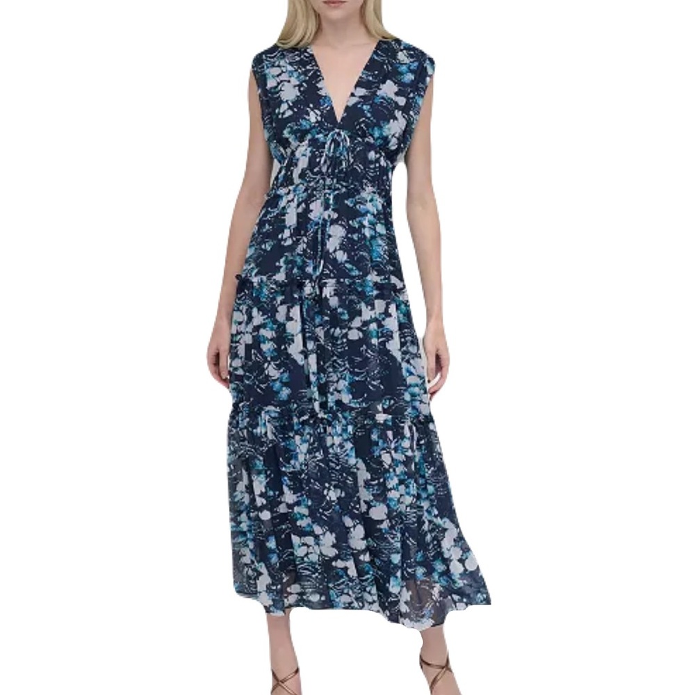 DKNY Women's size plus V-Neck Empire-Waist Tiered Dress
